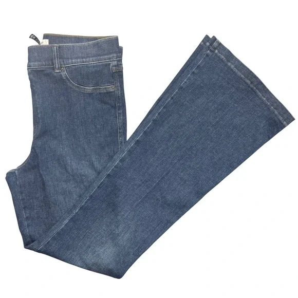 NWT Spanx Flare Jeans XL Tall Dark Wash High Rise Pull On Shaping Stretch Denim - Picture 7 of 8